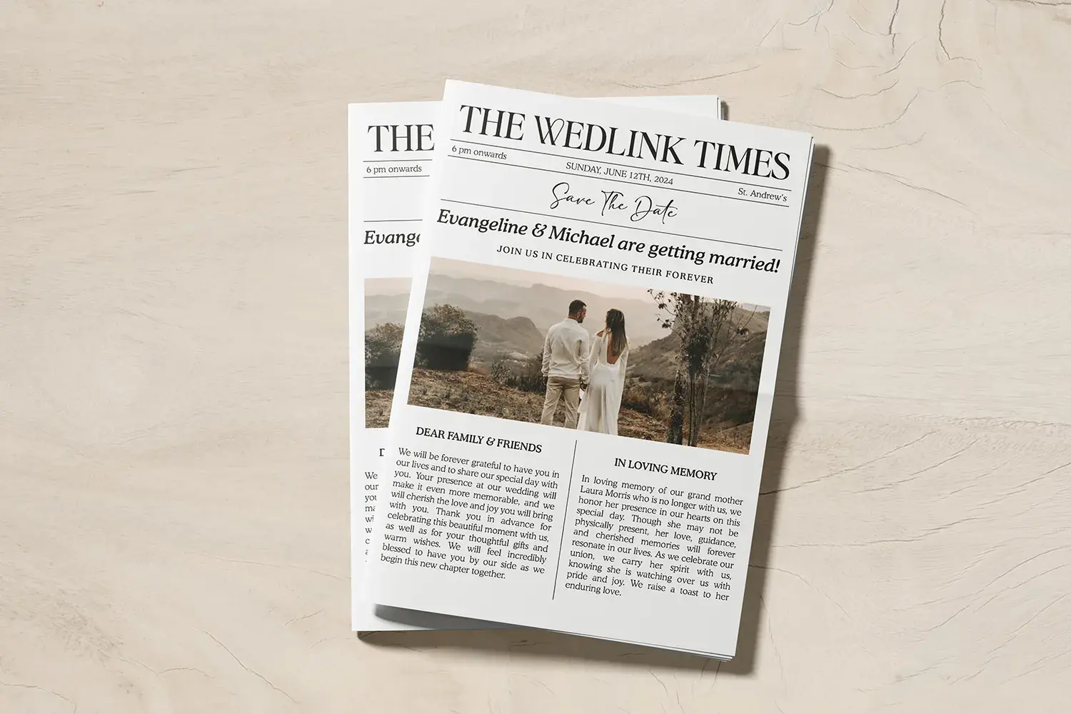 Custom Wedding Newspaper